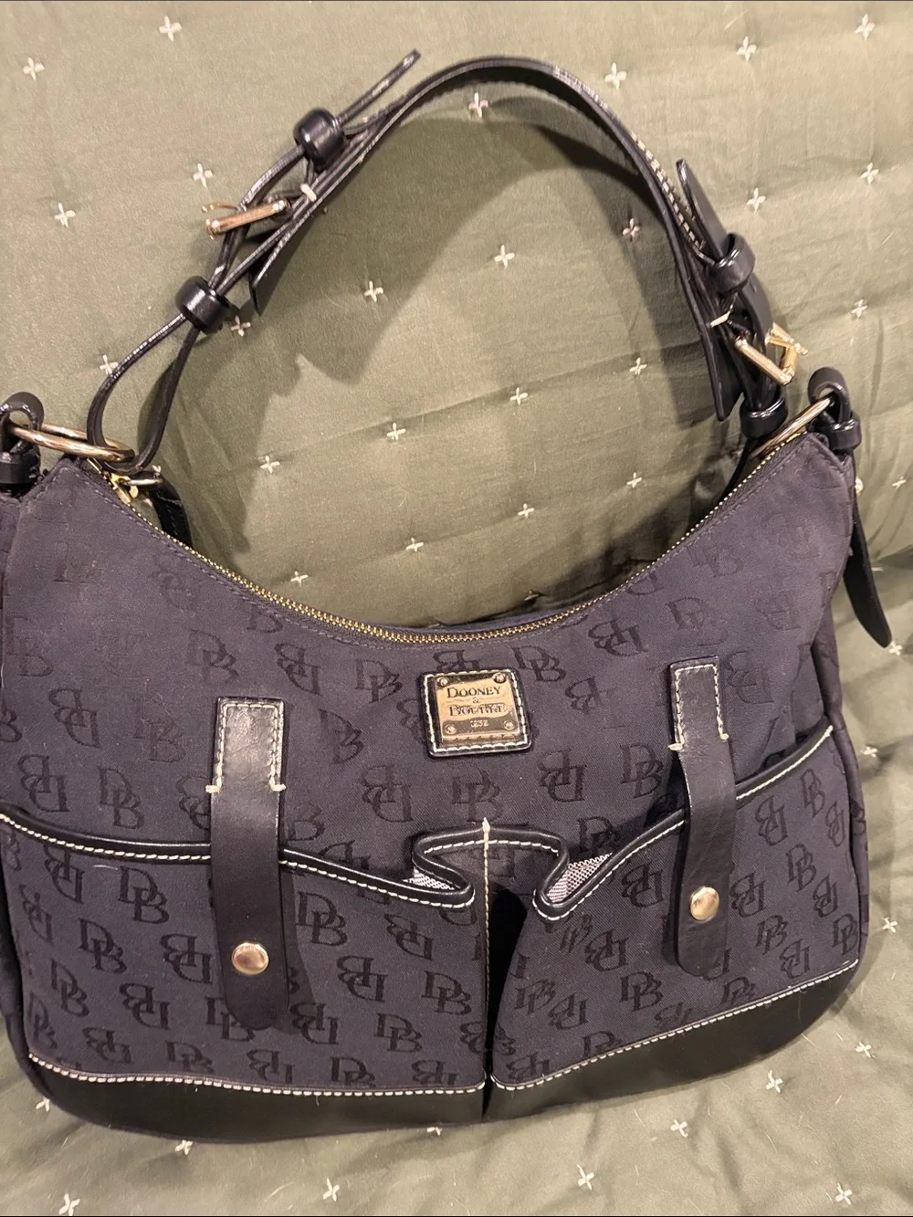 Dooney & Bourke Black Logo Hobo with Gold Hardware. Excellent condition!
